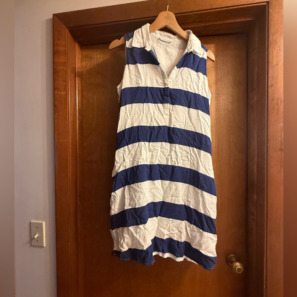 Beach Lunch Lounge Striped Collared Summer Dress